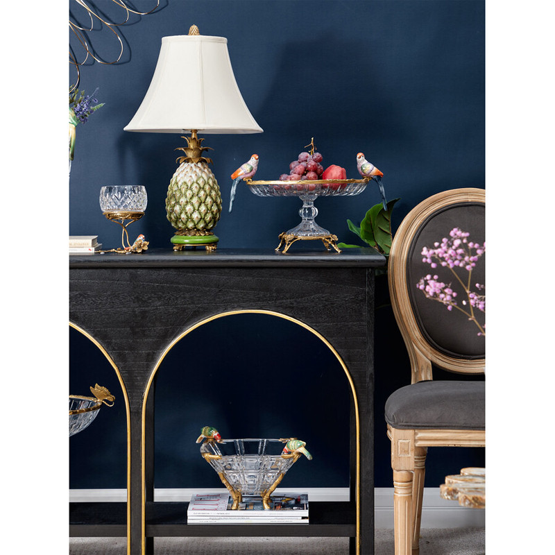 Чаша из прозрачного стекла с фигурками разноцветных попугаев на ободке 38 Eden Garden