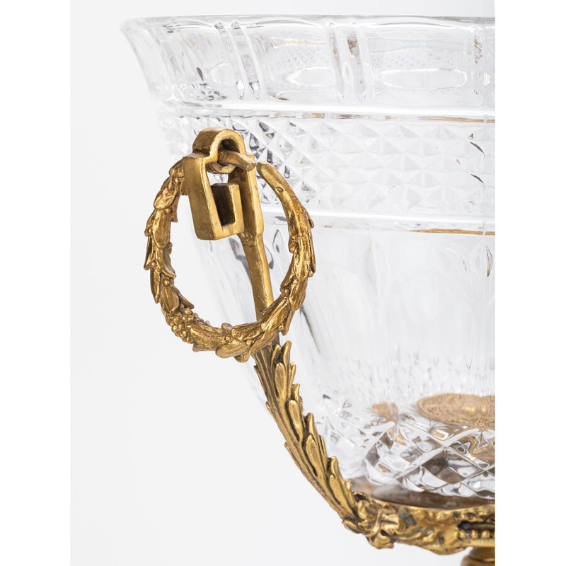 Чаша из рельефного стекла прозрачного цвета на бронзовой подставке Eden Garden