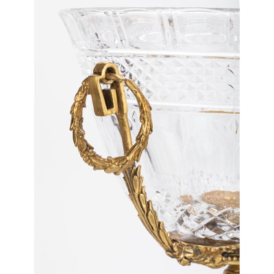 Чаша из рельефного стекла прозрачного цвета на бронзовой подставке Eden Garden