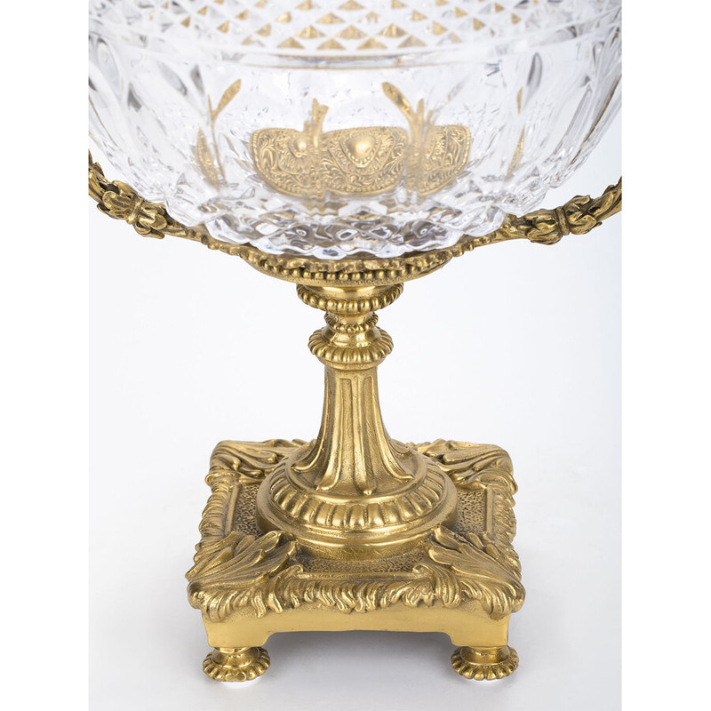 Чаша из рельефного стекла прозрачного цвета на бронзовой подставке Eden Garden