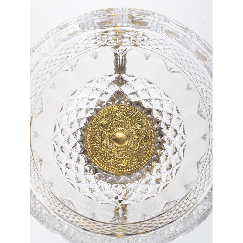 Чаша из рельефного стекла прозрачного цвета на бронзовой подставке Eden Garden