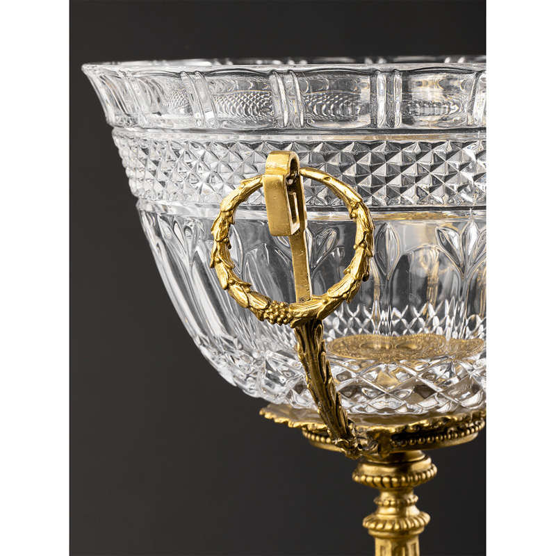 Чаша из рельефного стекла прозрачного цвета на бронзовой подставке Eden Garden