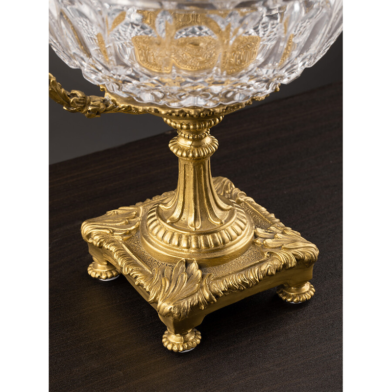 Чаша из рельефного стекла прозрачного цвета на бронзовой подставке Eden Garden