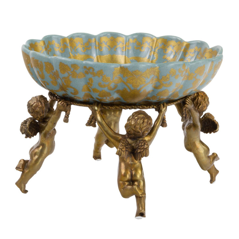 Чаша с орнаментом на бронзовых ножках в виде ангелов Eden Garden