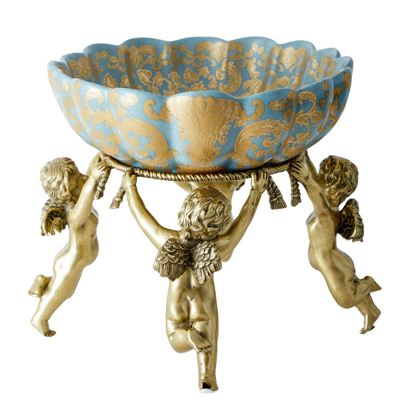 Чаша с орнаментом на бронзовых ножках в виде ангелов Eden Garden