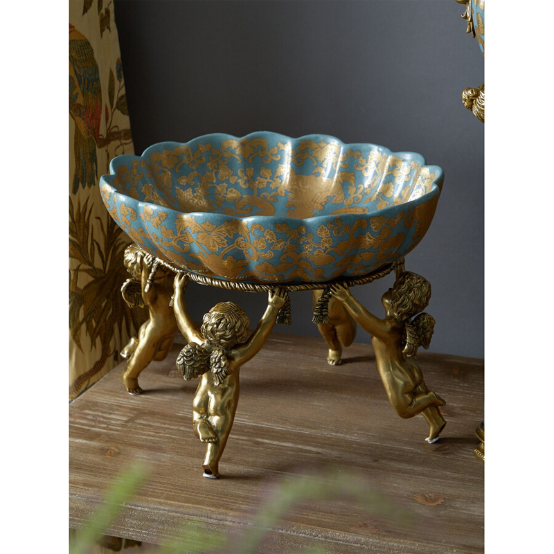 Чаша с орнаментом на бронзовых ножках в виде ангелов Eden Garden