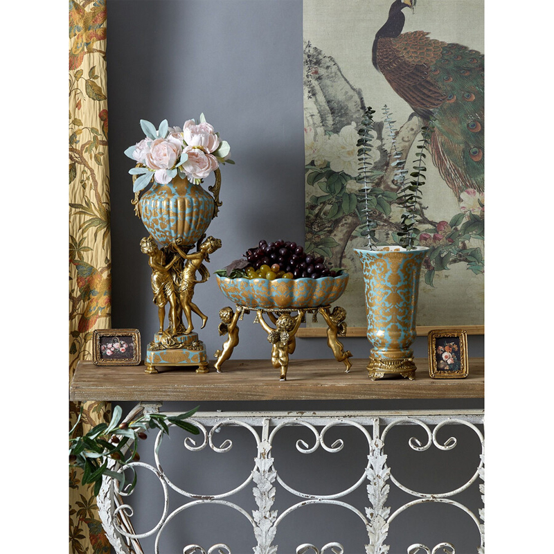 Чаша с орнаментом на бронзовых ножках в виде ангелов Eden Garden