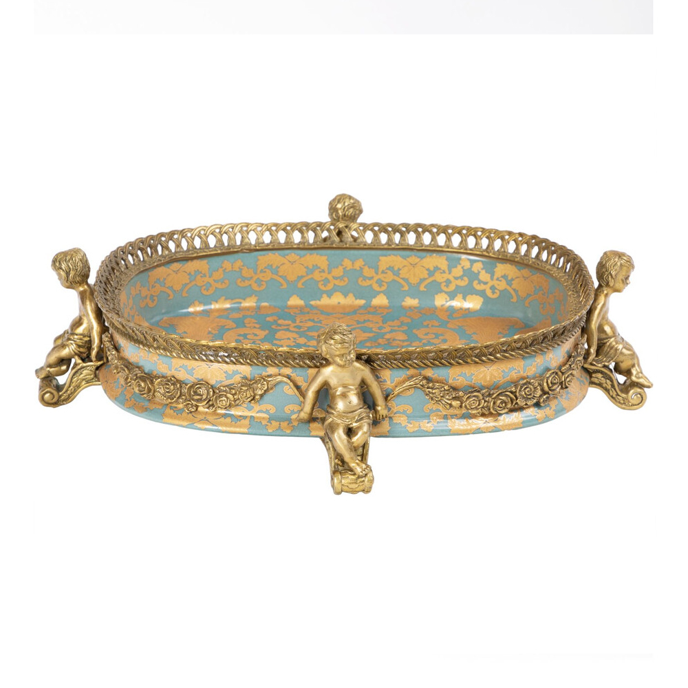 Чаша с орнаментом на ножках в виде бронзовых ангелов Eden Garden
