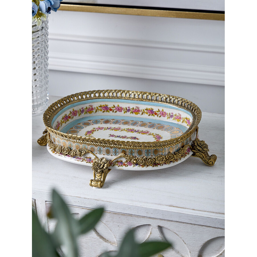 Чаша с цветочным орнаментом на бронзовых ножках Eden Garden