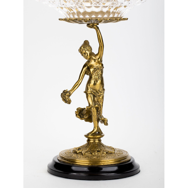 Чаша стеклянная прозрачная на бронзовой подставке с фигуркой девушки Eden Garden