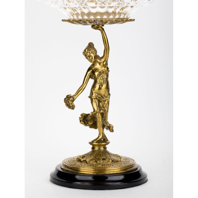 Чаша стеклянная прозрачная на бронзовой подставке с фигуркой девушки Eden Garden