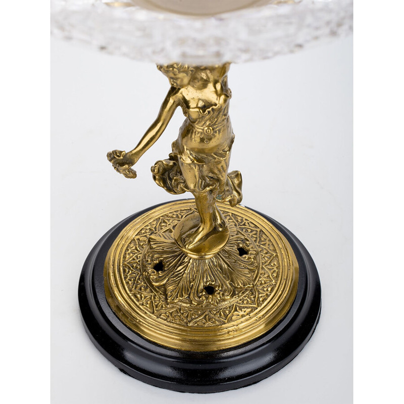 Чаша стеклянная прозрачная на бронзовой подставке с фигуркой девушки Eden Garden