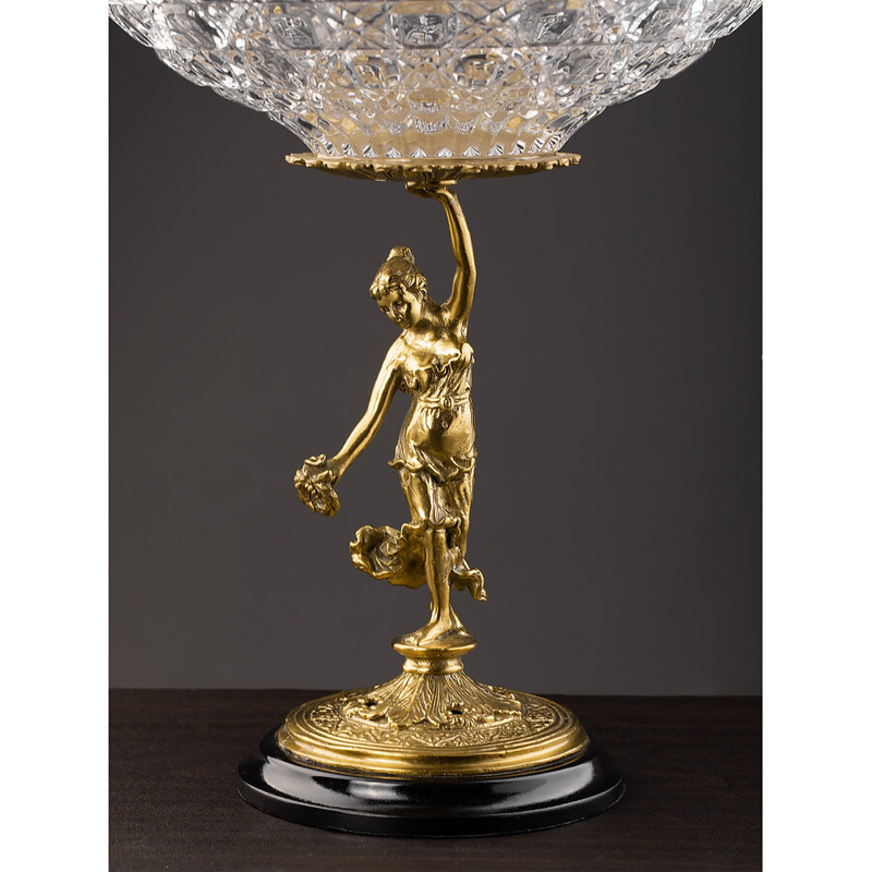 Чаша стеклянная прозрачная на бронзовой подставке с фигуркой девушки Eden Garden