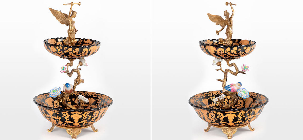 Чаша фарфоровая два яруса Rose