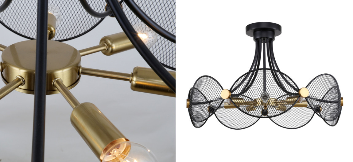 Черная люстра с латунными вставками Mosquitoes Caster
