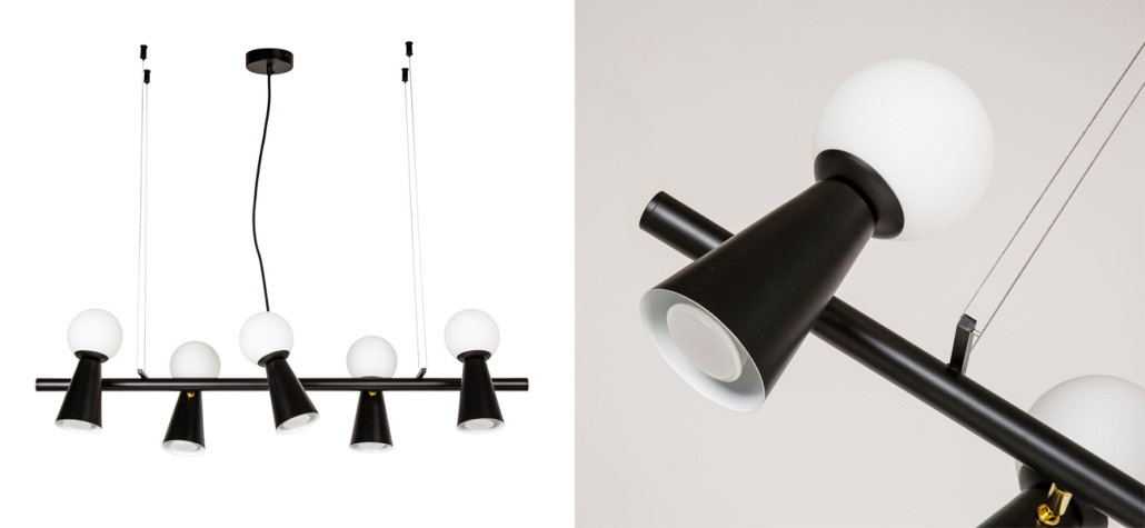 Черная люстра с поворотными плафонами 10 ламп KLAXONS