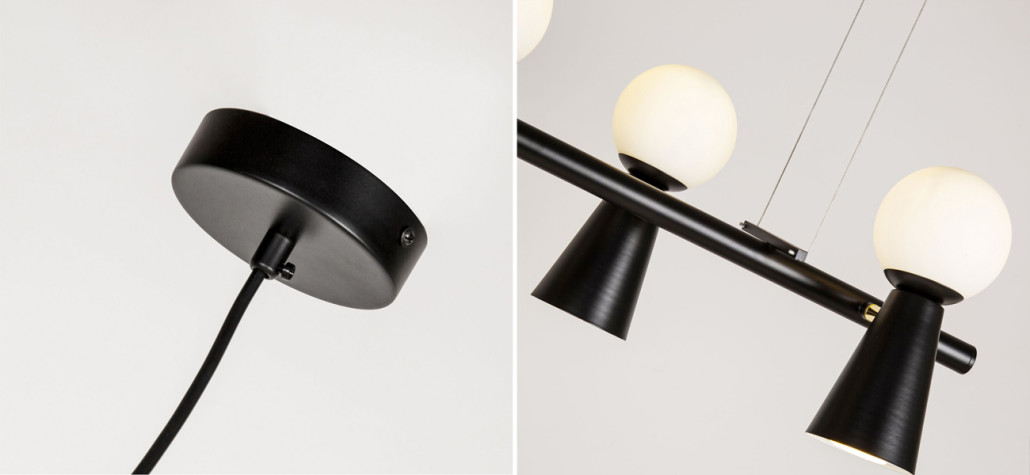 Черная люстра с поворотными плафонами 10 ламп KLAXONS