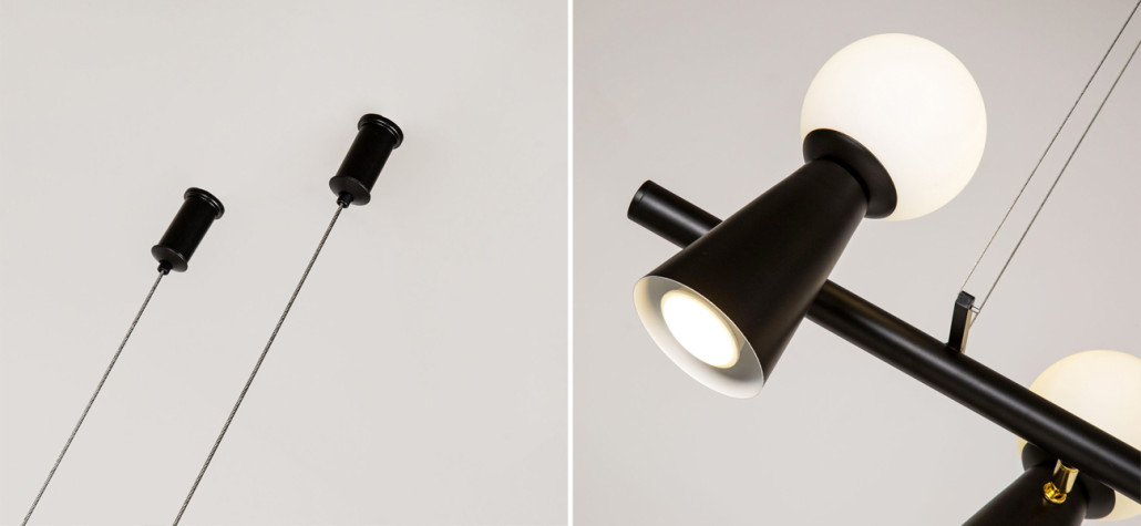 Черная люстра с поворотными плафонами 10 ламп KLAXONS