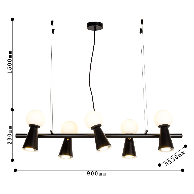 Черная люстра с поворотными плафонами 10 ламп KLAXONS