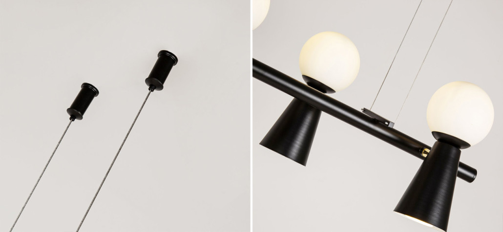 Черная люстра с поворотными плафонами 16 ламп KLAXONS