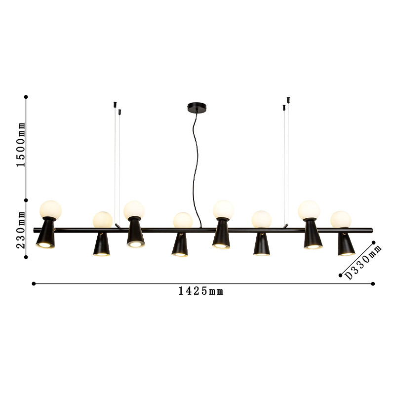 Черная люстра с поворотными плафонами 16 ламп KLAXONS