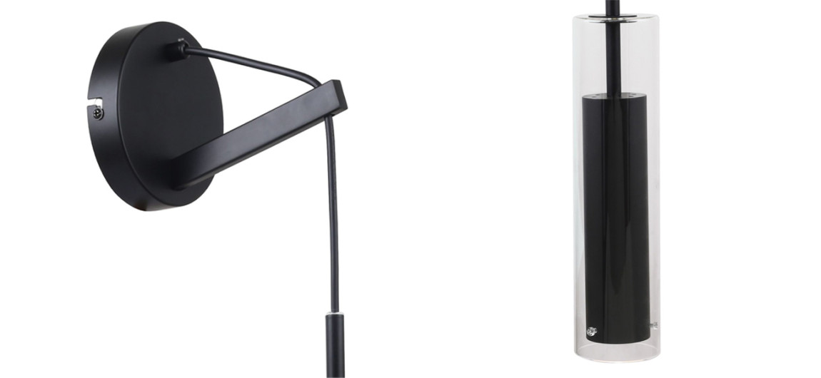 Черное бра с двухслойным плафоном NARSIS