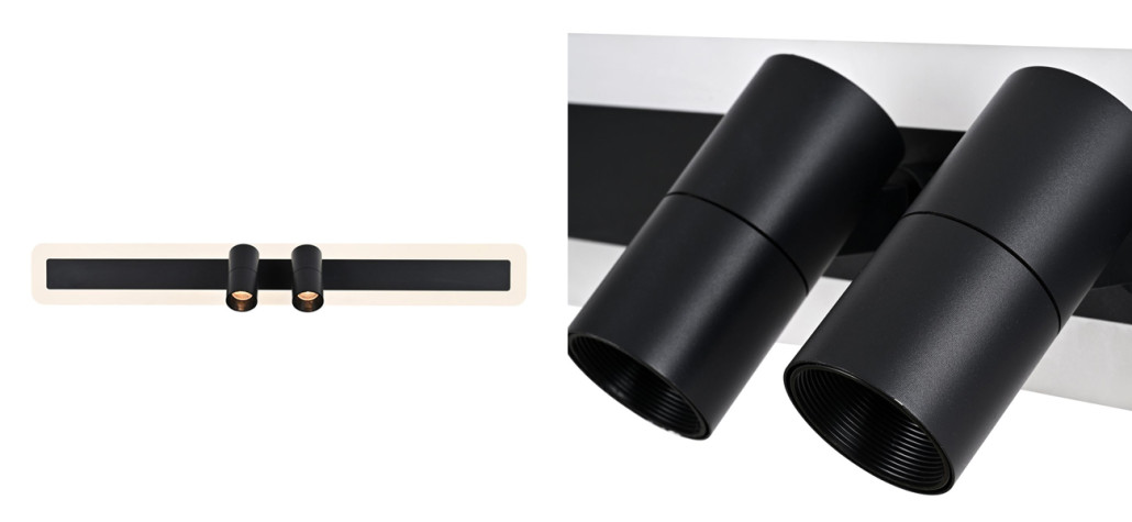 Черный потолочный светильник 2 спота с LED лентой Neoteric