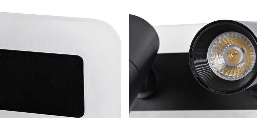 Черный потолочный светильник 2 спота с LED лентой Neoteric