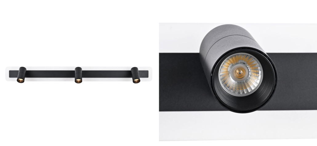 Черный потолочный светильник 3 спота с LED лентой Neoteric