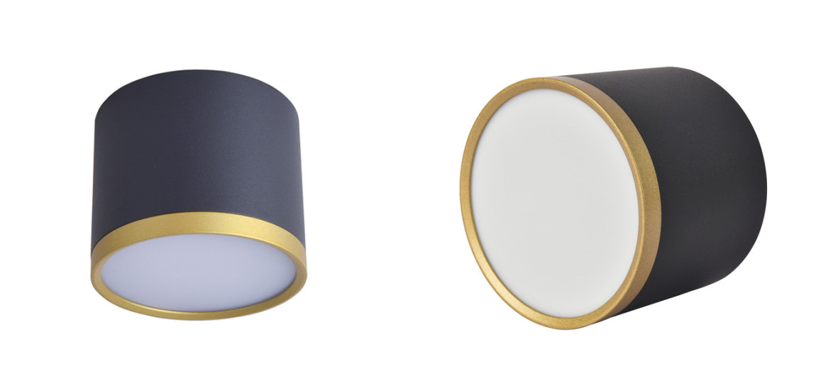 Черный спот с золотым кольцом Calma 9 см