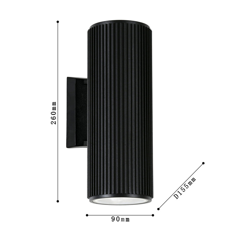 Черный уличный светильник RIBBING 26 см