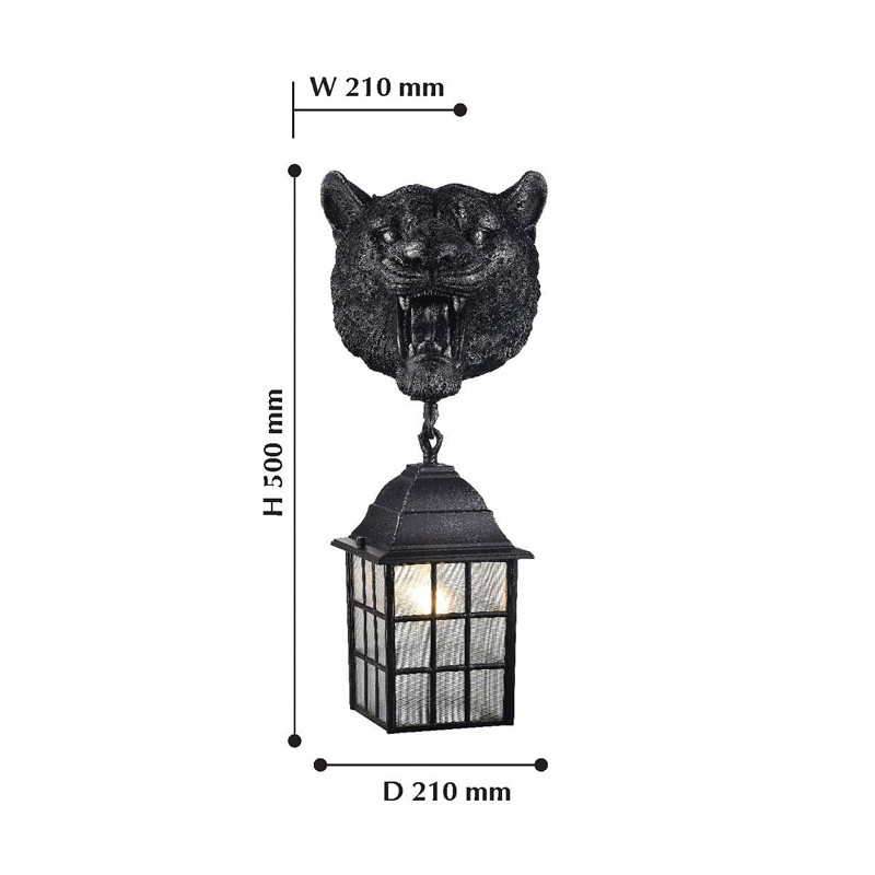Черный уличный светильник с головой зверя ANIMAL LANTERN