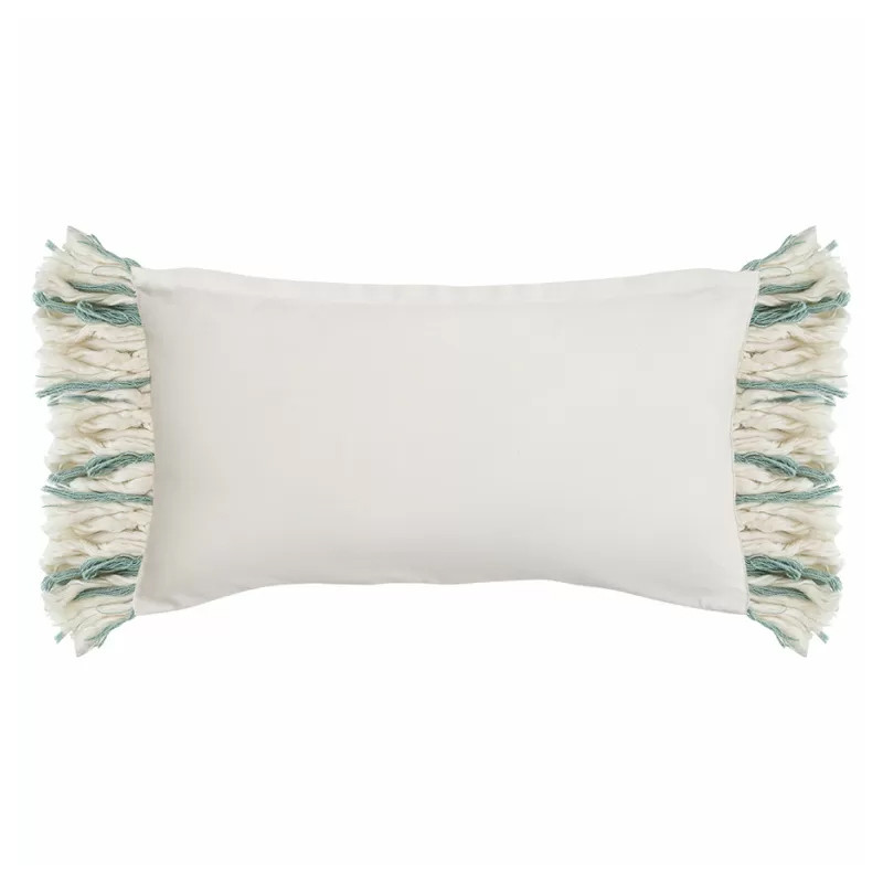 Чехол на подушку мятного цвета с бахромой и объемным узором Ethnic mix
