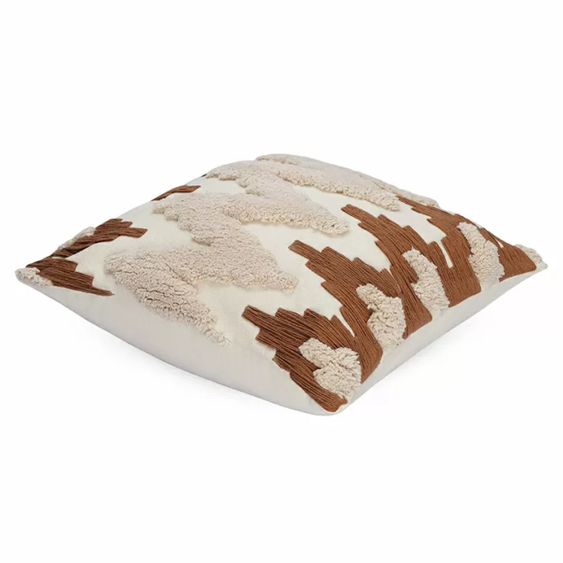 Чехол на подушку с вышивкой в виде геометрических узоров Beige Calista Square