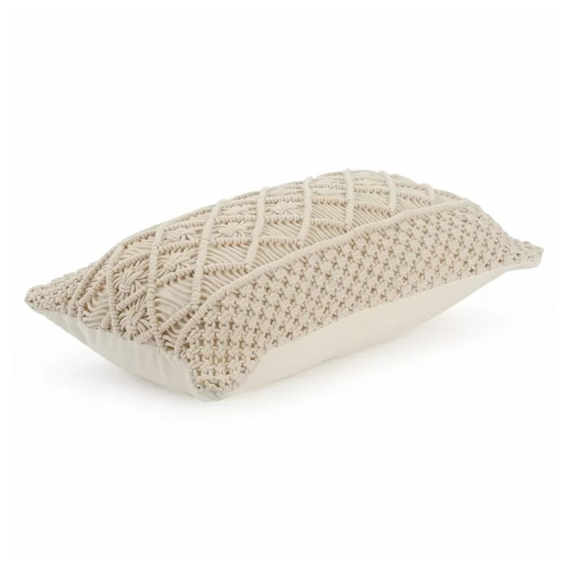 Чехол на подушку с макраме бежевого цвета Macrame
