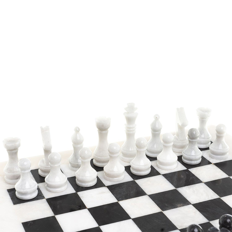 Шахматы классические с белой доской из натурального камня Мрамор Decorative Thematic Chess