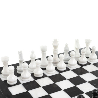 Шахматы классические с черной доской из натурального камня Мрамор Decorative Thematic Chess