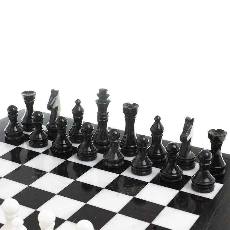 Шахматы классические с черной доской из натурального камня Мрамор Decorative Thematic Chess