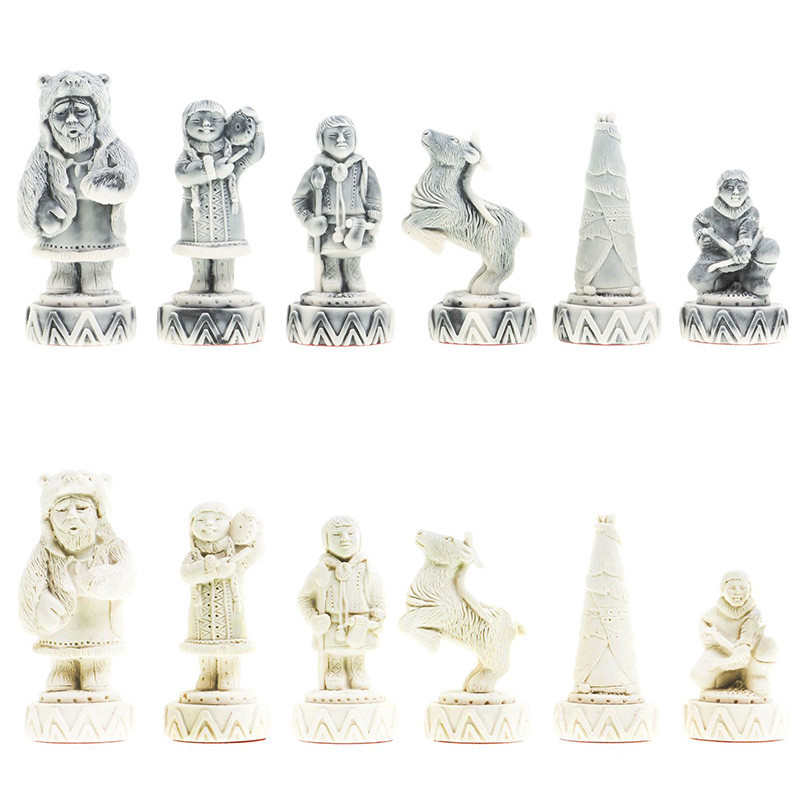 Шахматы Северные народы в ларце из натурального бука Decorative Thematic Chess