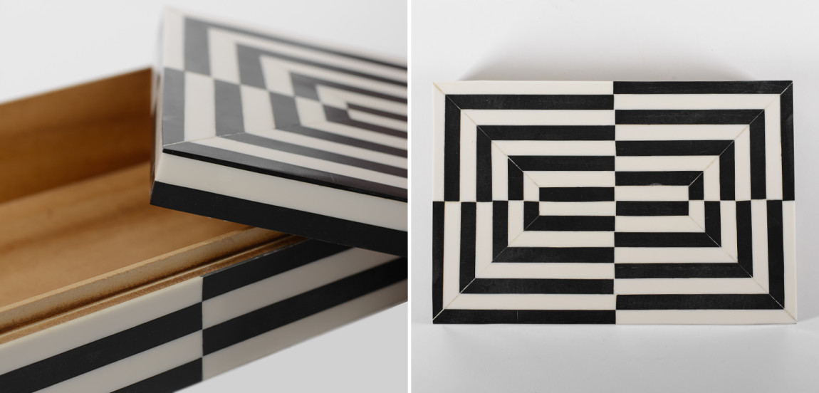 Шкатулка Black White Stripes Bone Inlay