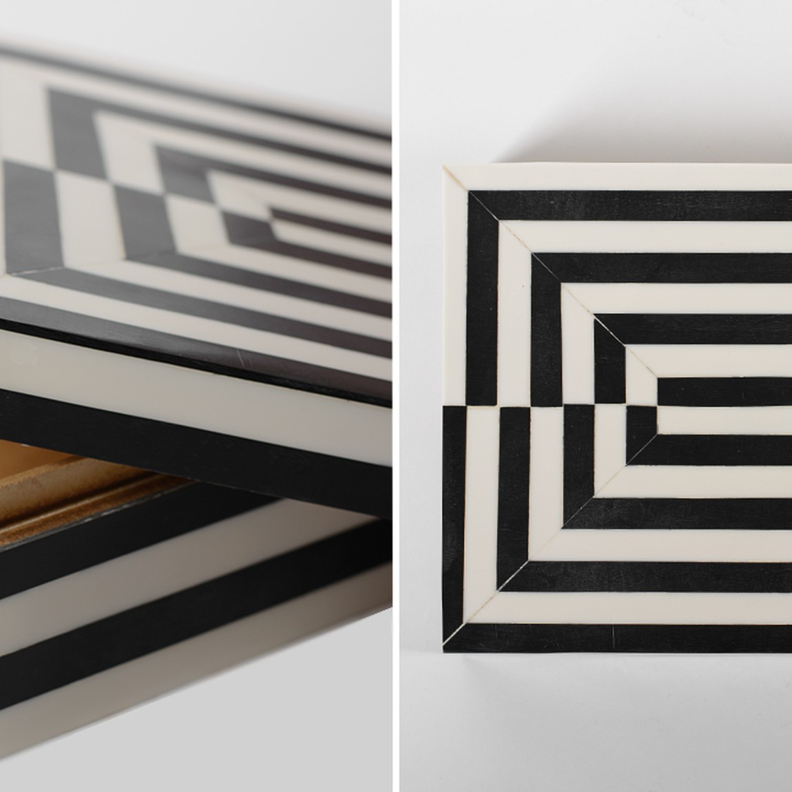 Шкатулка Black White Stripes Bone Inlay