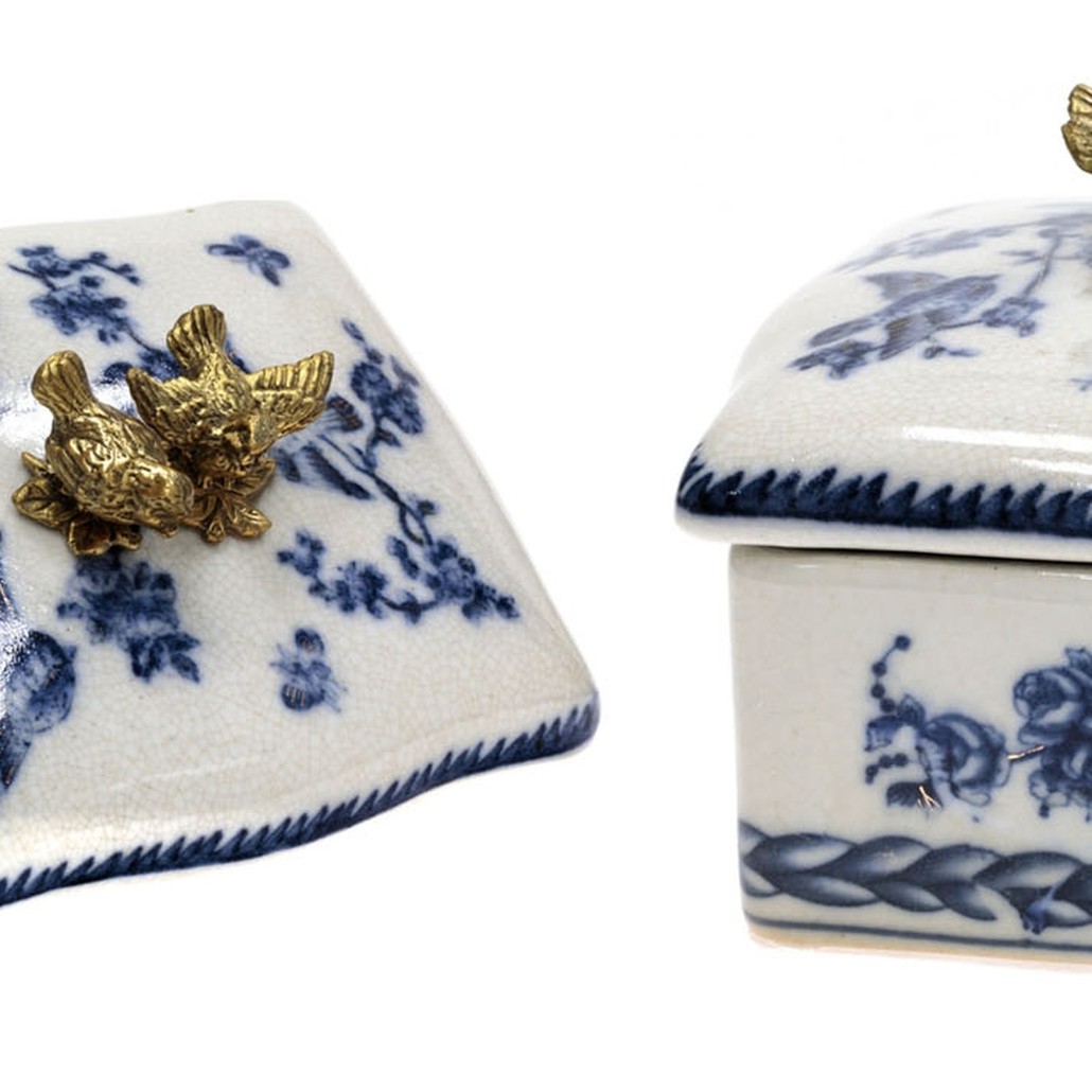 Шкатулка Blue Flowers and Bronze Birds