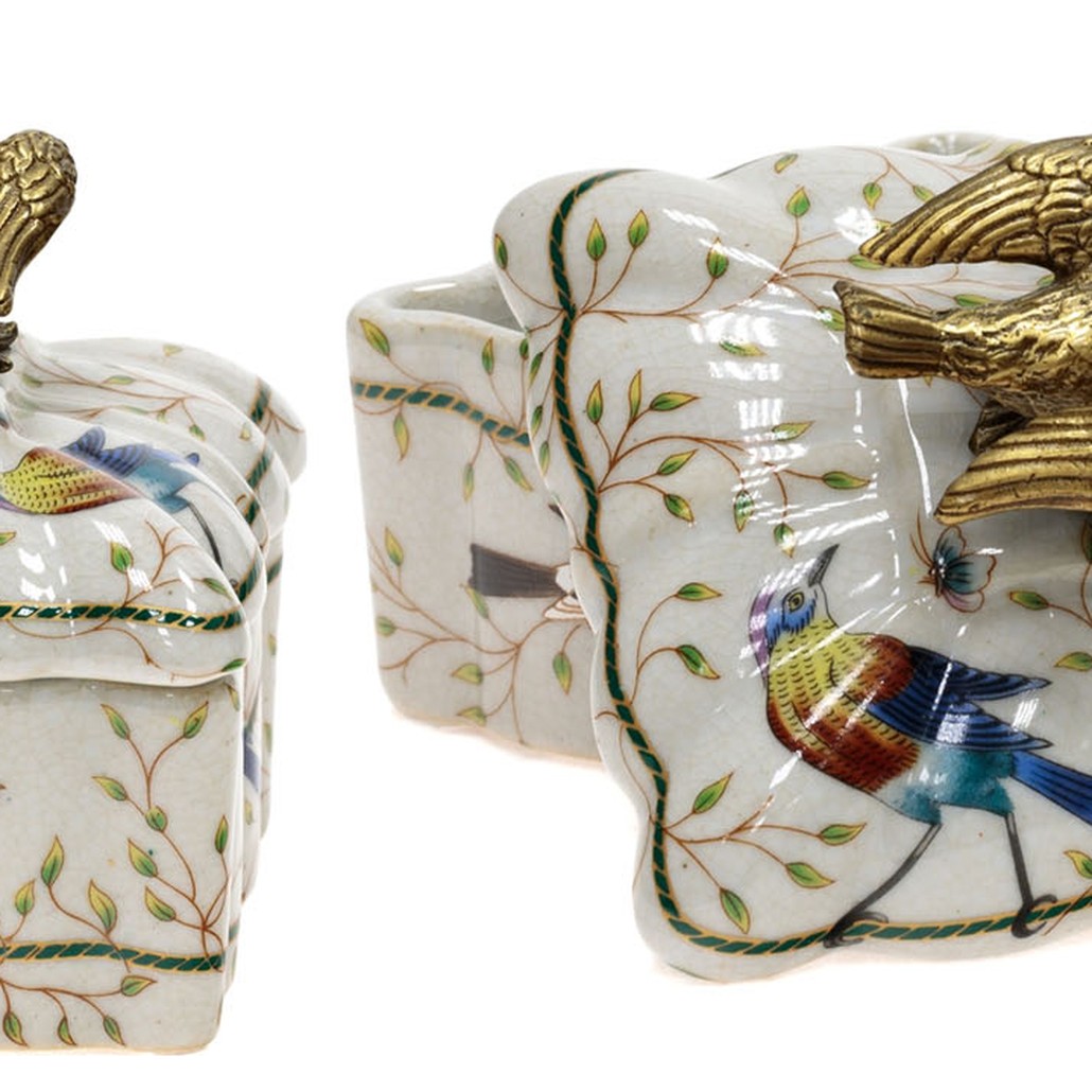 Шкатулка Bronze and Color Birds Box Square
