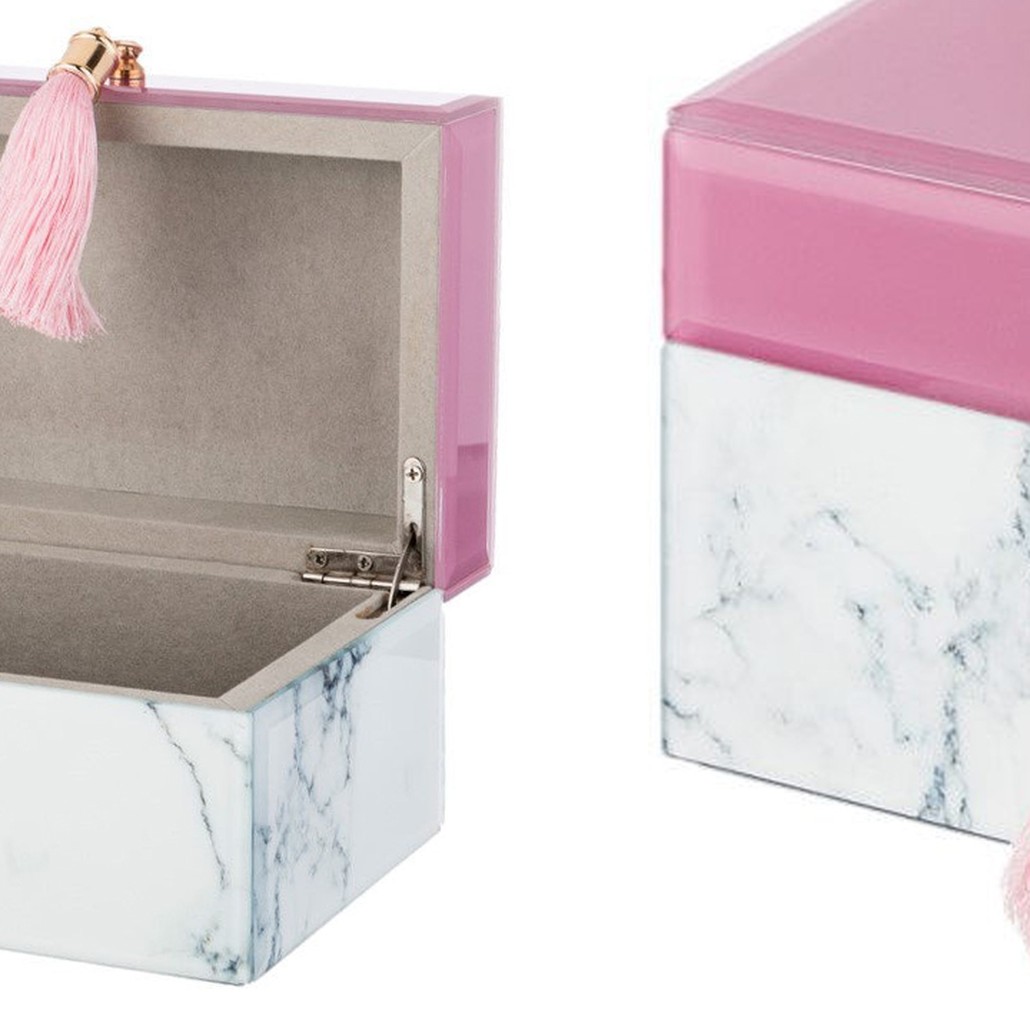 Шкатулка Pink Glass Imitation Marble Box