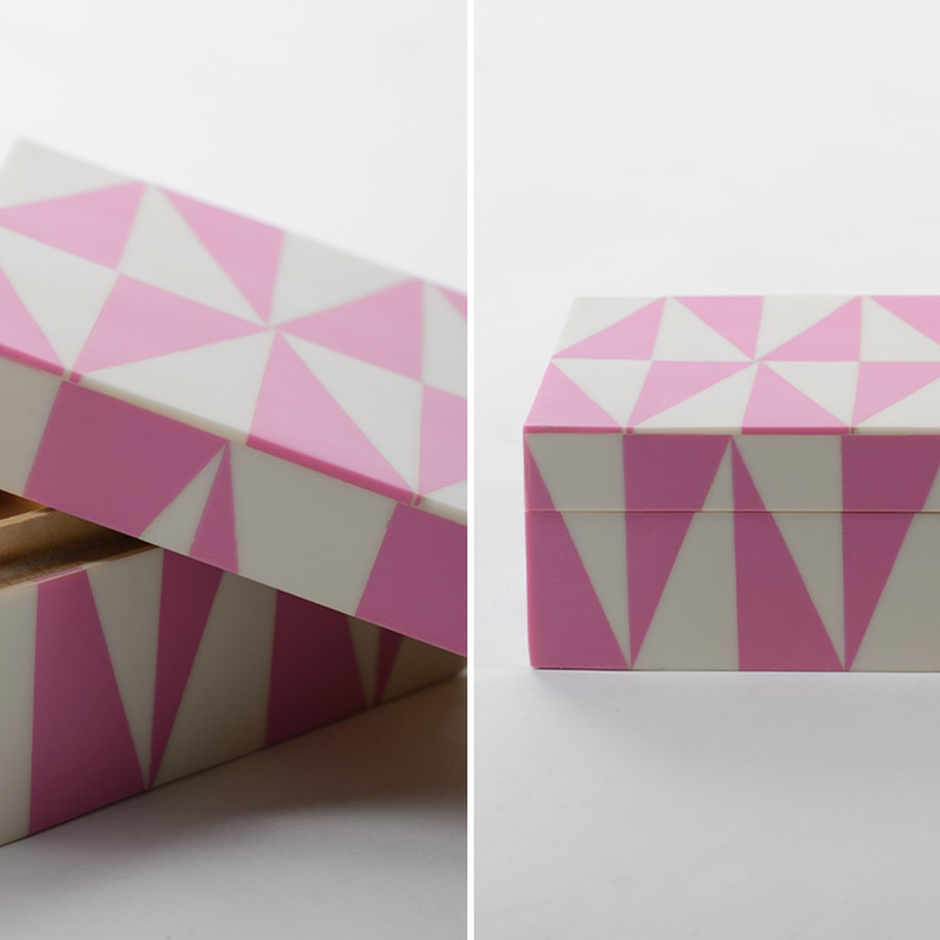 Шкатулка Pink Triangles Bone Inlay Box
