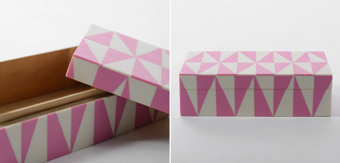 Шкатулка Pink Triangles Bone Inlay Box