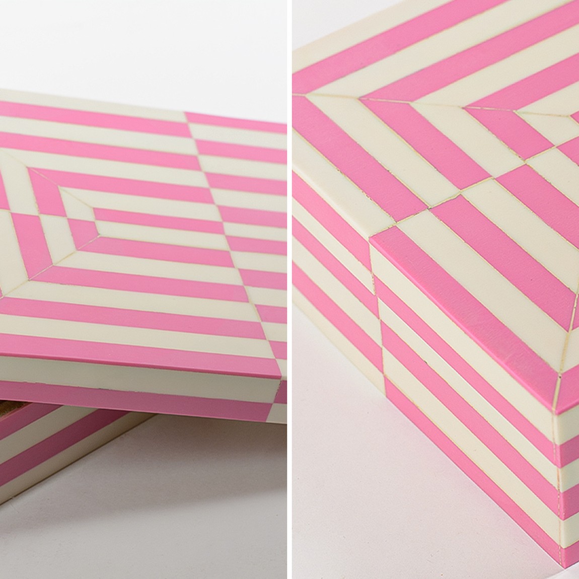 Шкатулка Pink White Stripes Bone Inlay Box