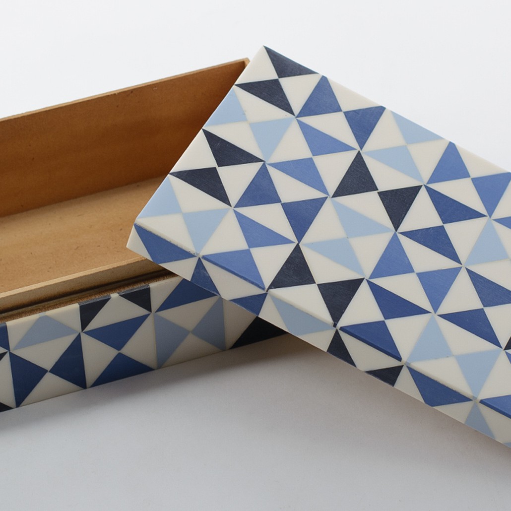 Шкатулка Small Triangles Blue Bone Inlay Box