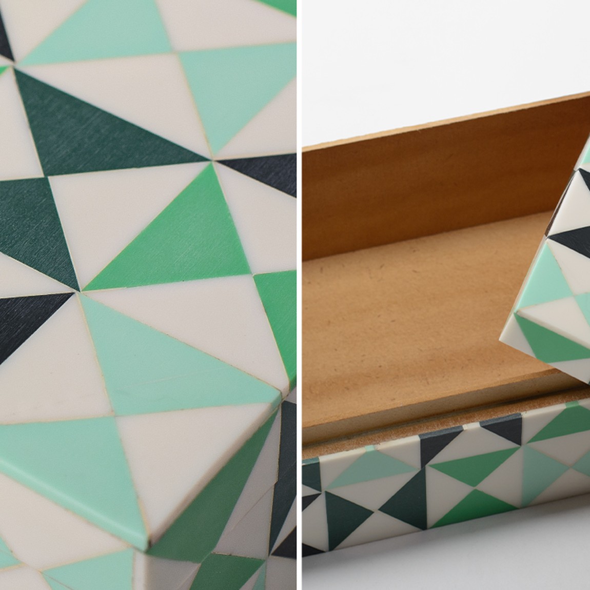 Шкатулка Small Triangles Green Bone Inlay Box