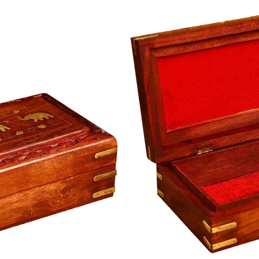 Шкатулка Three Elephants Indian Inlay Box